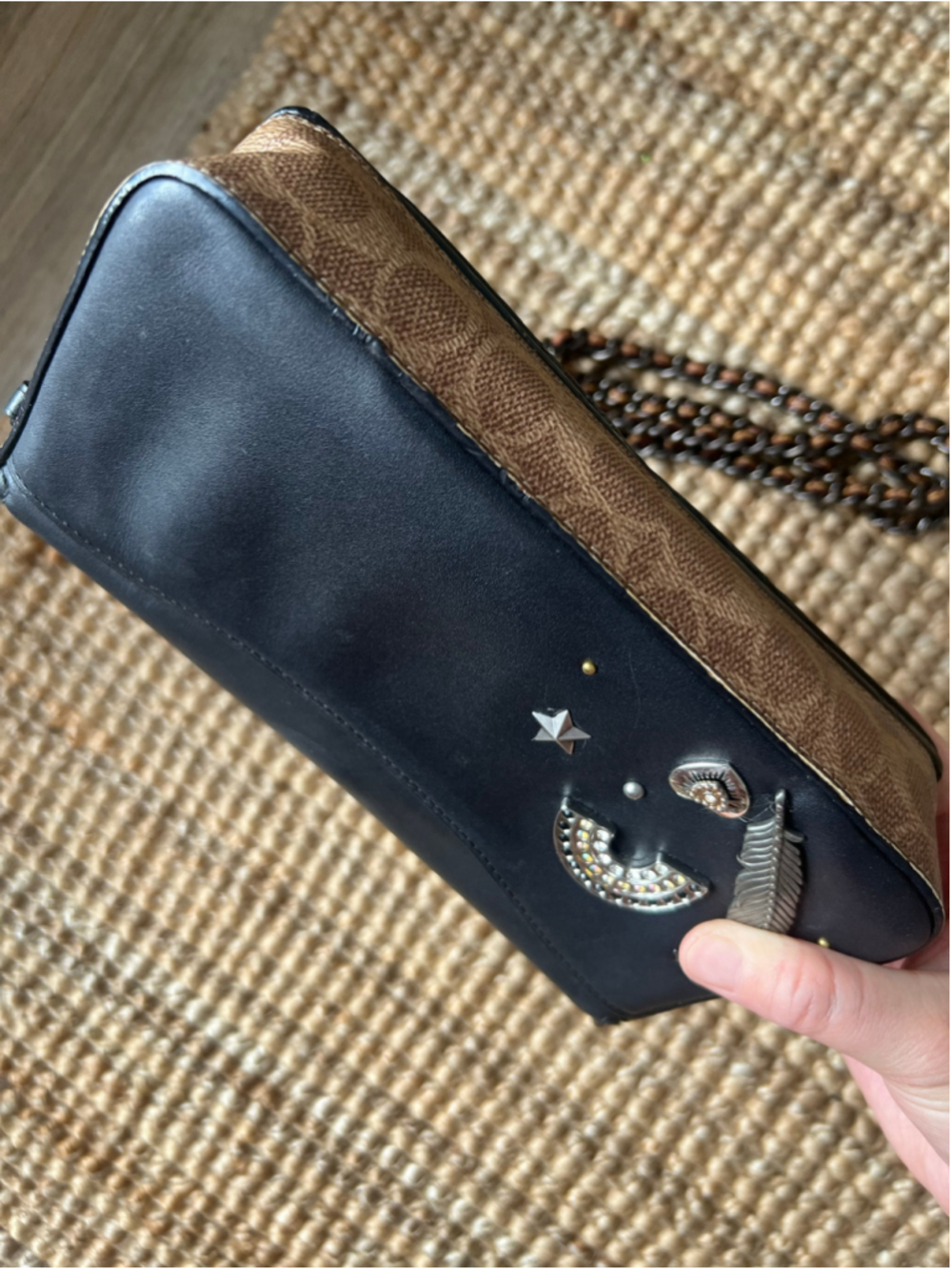 Coach 1941 Black Leather Signature Canvas Souvenir Patch Dinky Crossbody 77916 - Picture 16 of 16